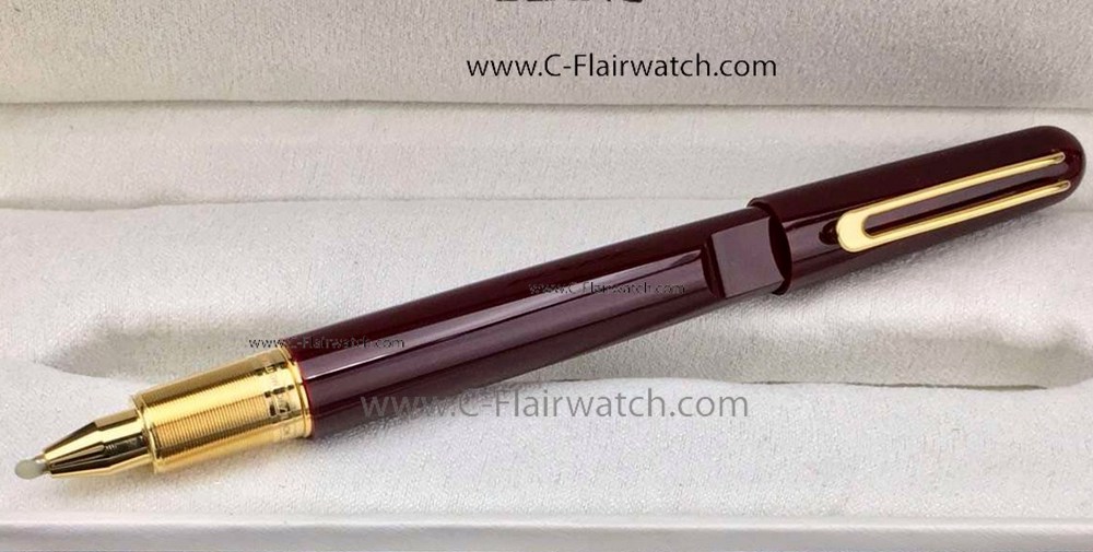 Copy Montblanc M Rollerball Pen:Red Barrel Yellow Gold Clip